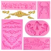 Rainmae 5 Pcs Baroque Style Curlicues Scroll Lace Fondant Silicone