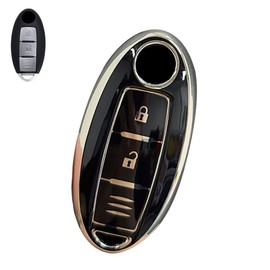 LETINGFAR Key Case for Nissan, Smart Key Case, Key Cover, Soft TPU Material, 3 Buttons, Specially Designed for Nissan, Key Holder, Serena, X-Trail, Elgrand, Skyline, Notebook, etc, Black