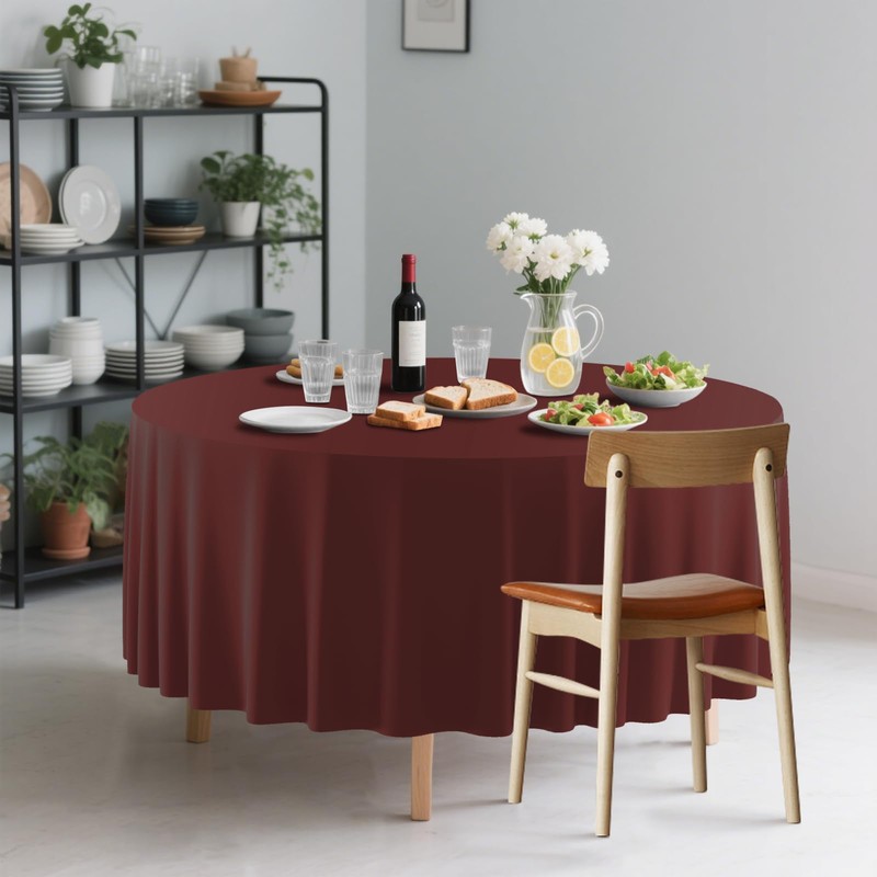 CXPSINC 2 Pack Premium Disposable Plastic Tablecloth 84" Round Table