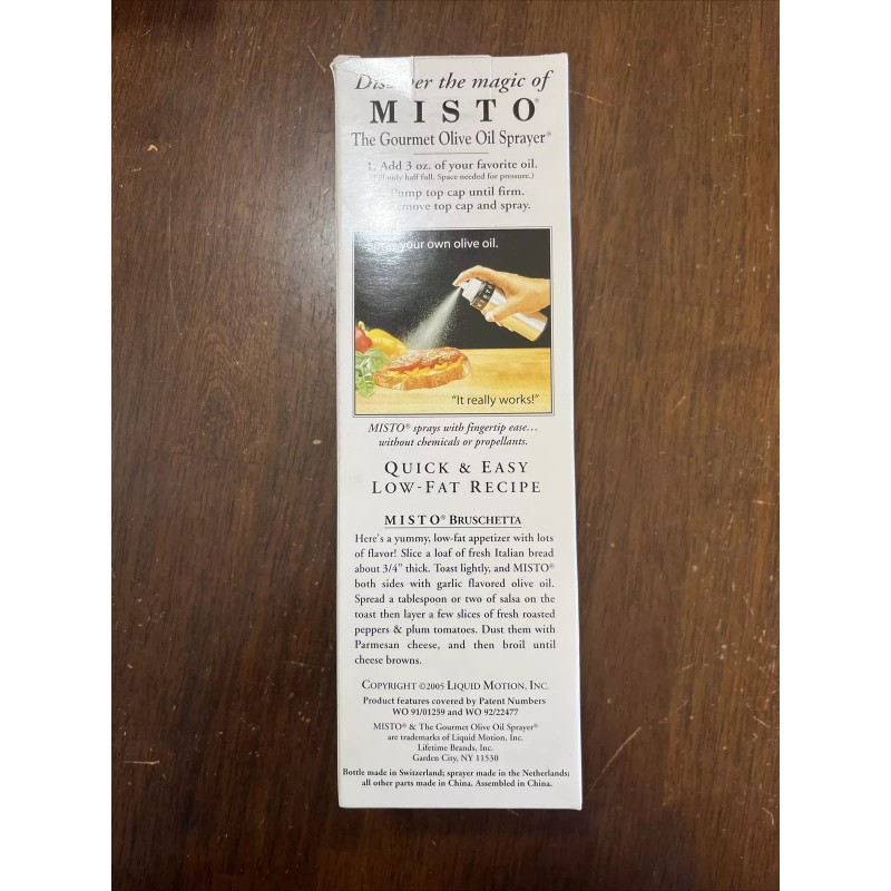MISTO Gourmet Olive Oil Pump Sprayer NIB Brushed Aluminum
