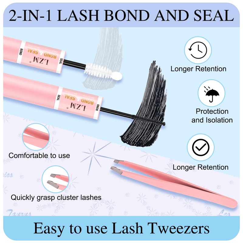LZM Lash Clusters Natural Look Cluster Eyelash Extensions Kit with