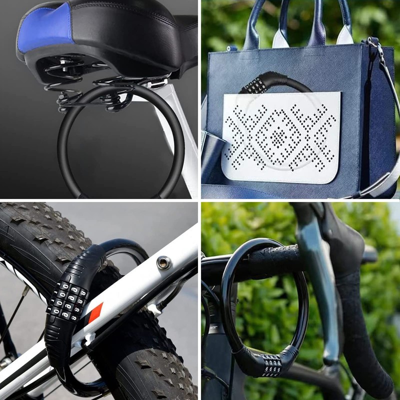 Bicycle Lock with Numbers, Small, 2 Pieces, Mini Cable Lock,