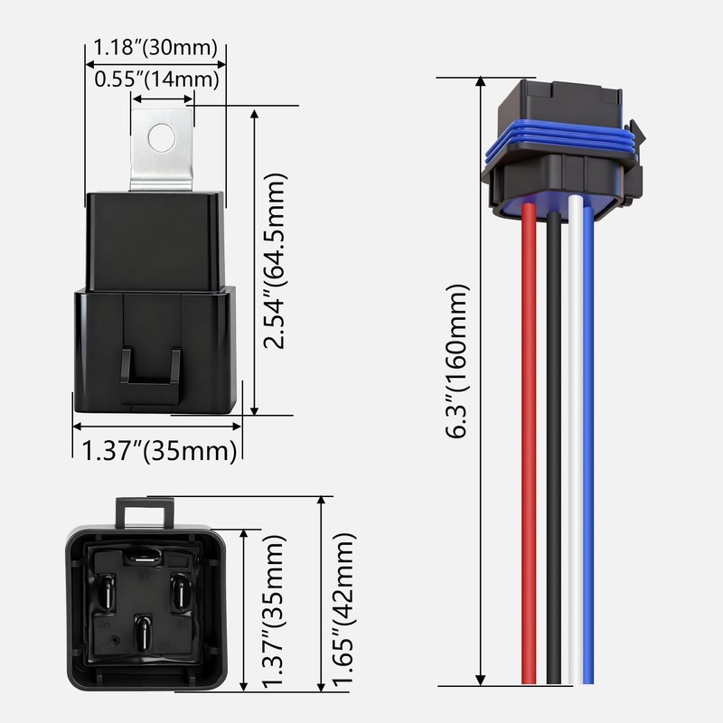 Weasch 2 Pack Waterproof Relay Kit, 24V 40A, 4 Pin