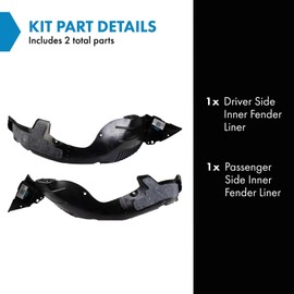 TRQ TRQ Inner Fender Liner Set Compatible with 2014-2016 Hyundai Elantra HY1248137 HY1249137