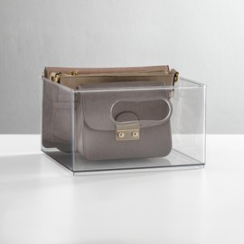 mDesign Deep Plastic Stackable Storage Organizer Container Bin, Hallway, Bedroom, Linen, Coat, and Entryway Closet Organization - Holds Clothing, Blankets, Accessories - Ligne Collection - Clear