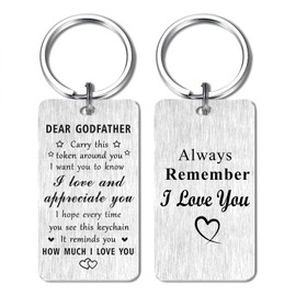Jzxwan Godfather Gifts Keychain, I Love You Goddad Keychain, Appreciate Godfather Birthday Gifts Fathers Day Key Chain