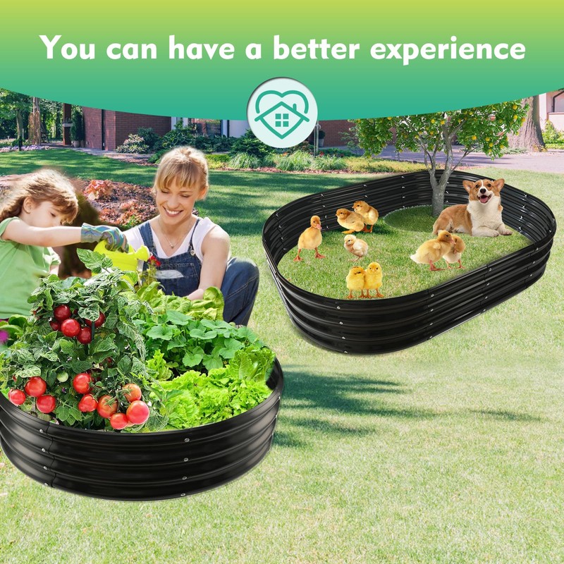 YSEJOMP 36 Inch Diameter Galvanized Garden Raised Bed/Plant Box/Fire Pit