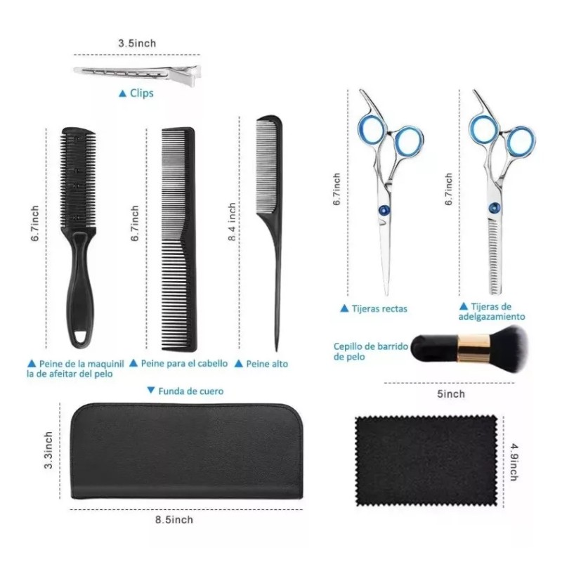 UWEI Tijeras Estilista Peluquero Hogar Salón Kit De 11 Pz