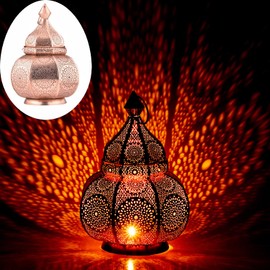 Marrakech Lamp and Lantern in One Metal 30 cm Large Table Lamp Lantern Lamisa Copper Oriental Ramadan Decoration
