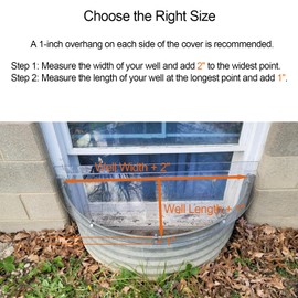 Basement Window Well Covers, Egress Window Well Cover Outside, Heavy Duty Clear Polycarbonate, UV Resistant, Windproof, Waterproof/Only Cover (40" L X 16" W)