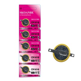 SKOANBE 5PACK Tabbed CR1616 Battery 1616 Battery with Solder Tabs 3V Lithium Batteries for Gameboy Cartridge Battery Ruby Gameboy Advance SP Fire Red Leaf Green Emerald GBA Gameboy
