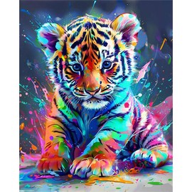 NYSDYSMYX Paint by Numbers Adult, Paint by Numbers Adult, Cheerful Painting, DIY Hand Painted Creative Craft Set for Gift Home Decoration (Tiger)