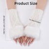 CABODYALS 2 Pairs White Furry Fingerless Gloves Arm Warmers Fluffy