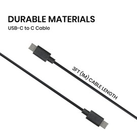 Perixx PERIPRO-410 USB C Male to USB C Male Cable - USB 3.0 High-Speed Data Transfer and Charging - 3.0Ft Long (1m)