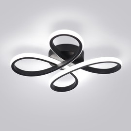 ADISUN Modern LED Ceiling Light, 6000K Semi Flush Mount Ceiling Light Fixture for Living Room, Close to Ceiling Light Fixtures for Bedroom, Corridor, Aisle, Hallway - Indoor Lamp, Black