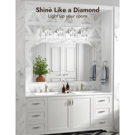 VOLISUN Crystal Vanity Lights - 4 Light Modern Stainless Steel Bathroom Light Over Mirror, Chrome Finish - UL Certificated (Exclude Bulb)
