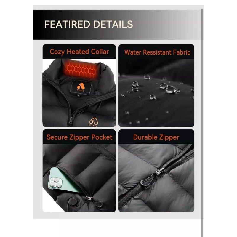 avidia Heated Vest for men with Battery Pack