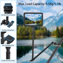 UTEBIT Magic Arm Camera Mount Super Clamp 22 Inch Long Articulating Arm Camera Clamp Mount with 1/4 Hot Shoe for Desk Camera Mount Stand with 1/4" and 3/8" Screw Hole for Camera Rig Flashlight Monitor