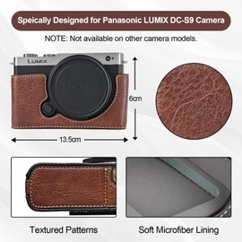 VOVMOEYA Panasonic LUMIX S9 Camera Case for Panasonic LUMIX S9 LUMIX DC-S9 Half Case with Soft Microfiber Interior for LUMIX S9 Mirrorless Camera Body Function Well Worked 1/4" 20