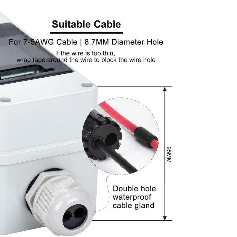 DC Circuit Breaker 2P 40A IP65 Waterproof 6KA Breaking Capacity