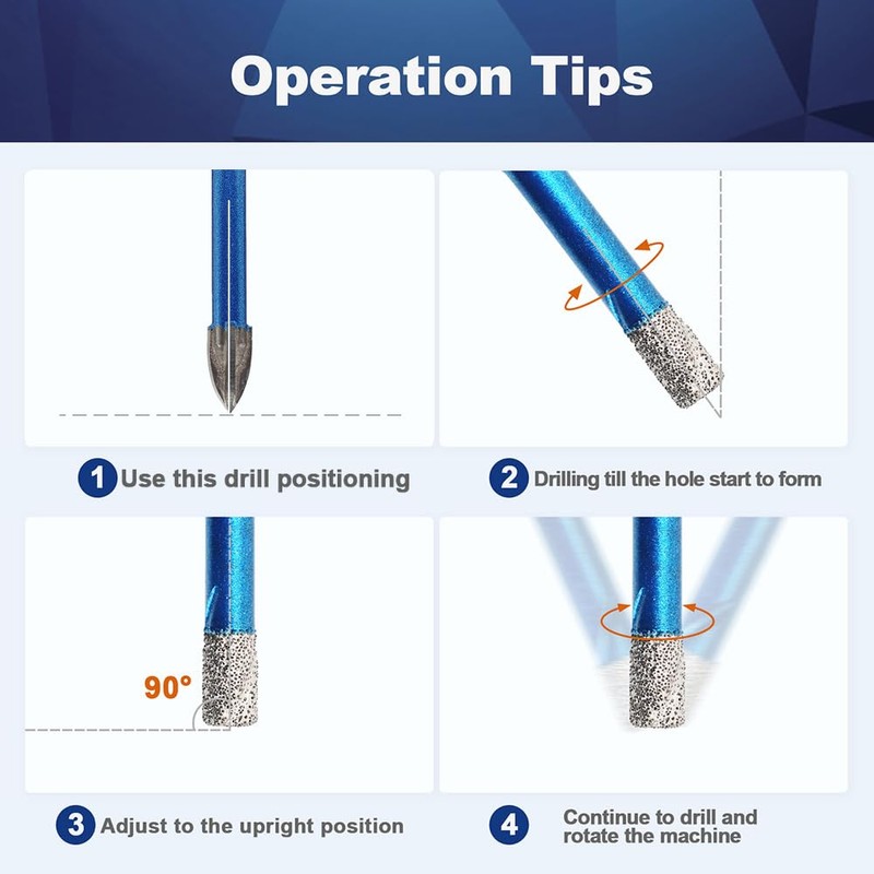Dry Diamond Drill Bit Set,BRSCHNITT 10pcs/Pack 1/4"*5 Diamond Hole Saw