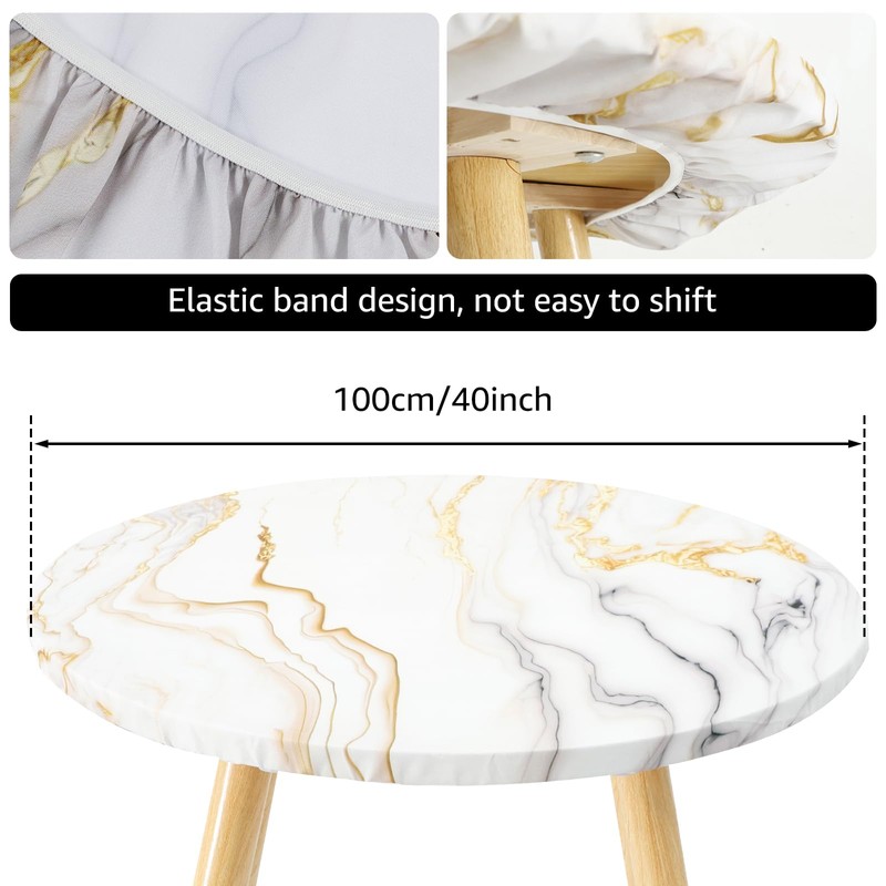 FwQoFvk Elastic Edge Round Tablecloth, Table Cover with Exquisite Patterns,