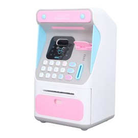 POCREATION Alcancía Electrónica, Cajero Automático para Niños, Banco de Dinero de Ahorro, Gran Capacidad, Contraseña Segura, Reconocimiento Facial, Máquina de Banco de Dinero para Niños, Niñas