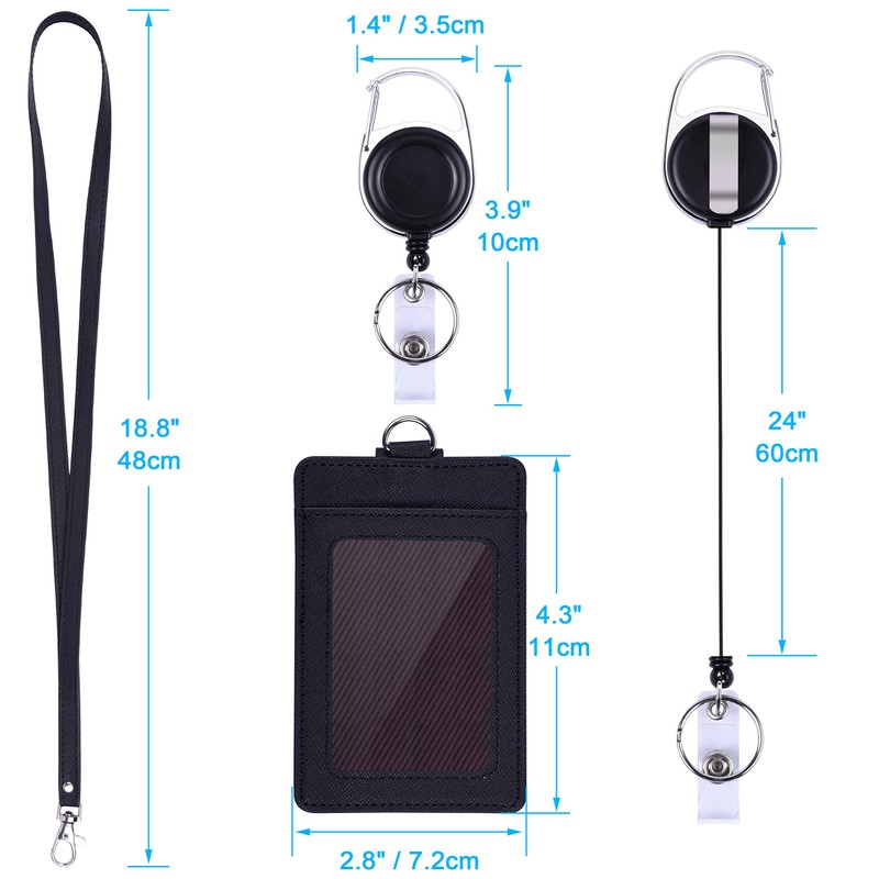 Vertical Wisdompro PU Leather ID Card Holder, Double Sided Pocket,