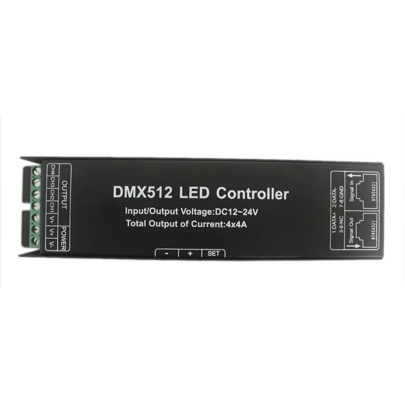 JOYLIT DMX512 LED Decoder 4CH 4A 192W with Digital Display,