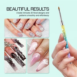 PANA 3D Kolinsky Nail Art Brush - Rainbow Glitter Handle, Size 4 - Acrylic Nail Art Sculpture Brush for Manicures Pedicure Salon Professional or Beginner