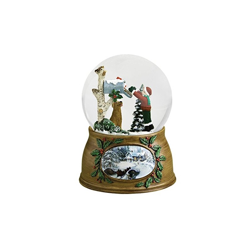 Child and Dog Checking Mailbox Musical Glass Christmas Glitterdome Snow