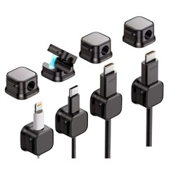 Cable Organizer Clips (8 Pack, Magnetic Black)- Desk Organizer, Charger Holder, Wire Management on Desks, Cord Holder for Nightstand, and Appliance Organization. Tidy Solution for Home, Office, Car.