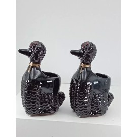 1950’s black poodle pencil holders set of two