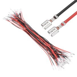 sourcing map 40Pcs Double Head Female Spade Crimp Terminal with Insulating Sleeve 2.8mm, Female Spade Quick Connector Assortment Kit with 30cm Wires, Flame Retardant Cover