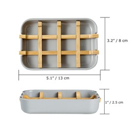 Sansnow Eco-Friendly Bamboo Soap Dishes, Removable Soap/Sponge Holder for Home, Bathtub Soap Tray, Grey