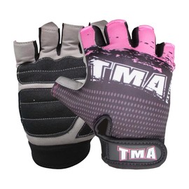 TMA Power Weight Lifting Training, Cycling, Gym Gloves Straps Wrist Support Lift Workout (B/Pink, Small)