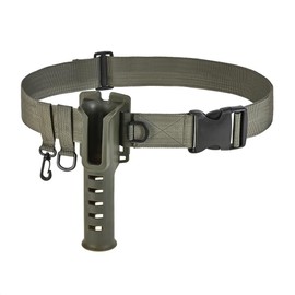 (Green) Compact Outdoor Fishing Tool, Adjustable Wader Belt Combining Fishing Rod Pole Holder Belt, Waders Straps, and Kayak Fishing Gear, for Surf Casting (Black Khaki Green)