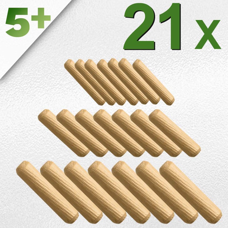 5Plus 21 Pcs Assorted Wooden Dowels – M6, M8, M10