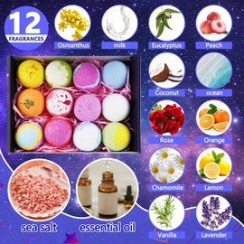 RoseFlower Badebomben-Geschenkset, einschließlich 12 Planeten-Badebomben, handgefertigt mit natürlichen und organischen Pflanzenextrakten, geeignet für Kinder und Männer.