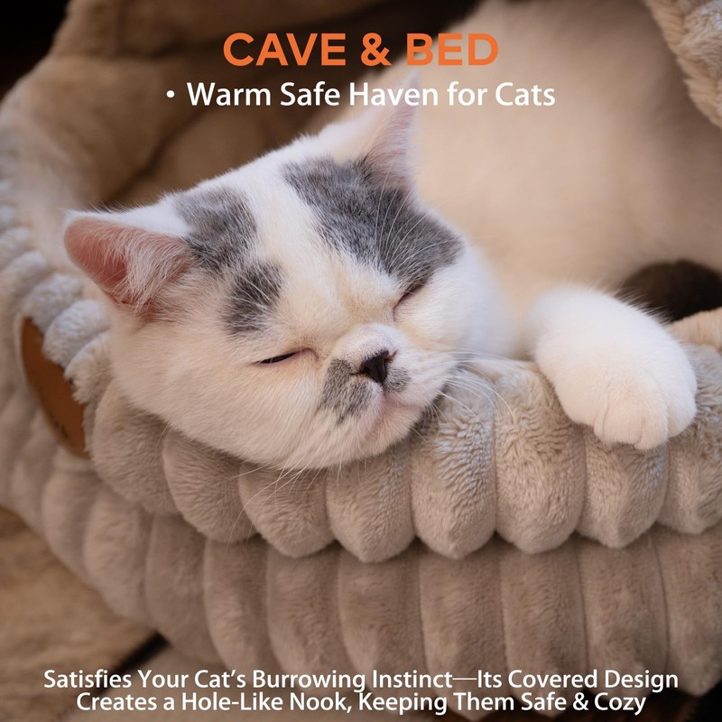 CHEERPALS Cat Cave Bed for Indoor Cats Covered Hooded Pet