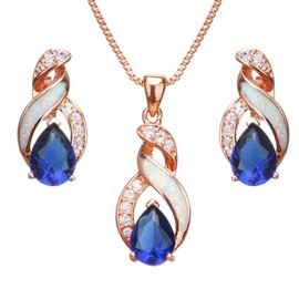 Necklace and Earrings Set for Women,Elegant Created Birthstone Opal Jewelry Sets,Hypoallergenic Earrings Pendant Necklace Gift for Birthdays, Anniversary, Mother's Day(JS8)
