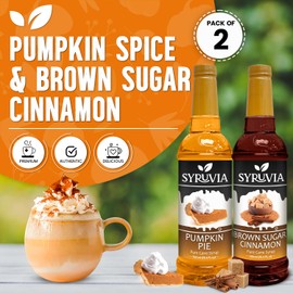 Syruvia Holiday Syrup Variety Pack - Pumpkin Spice & Brown Sugar Cinnamon - 25.4oz - 2-Flavor Holiday Gift Set, Gluten-Free, Kosher (2-Pack)