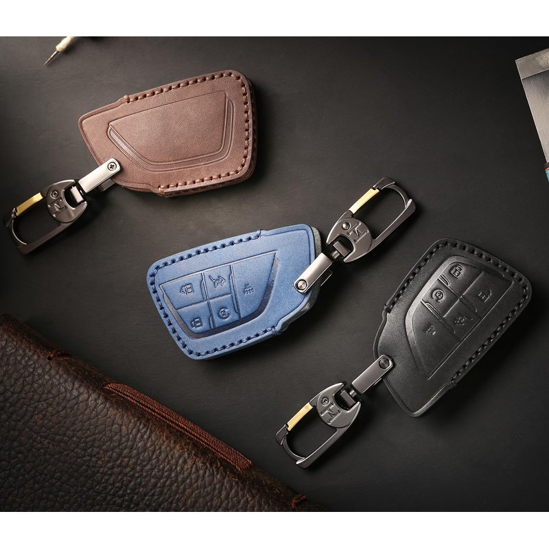 Hontumax Premium Leather 4-Button Key Fob Case Cover for Honda