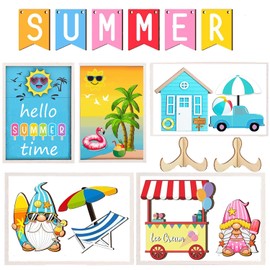 Summer Tiered Tray Decorations Set, Farmhouse Wooden Tiered Tray Decor for Holiday Rustic Home Kitchen Tier Tray Decor Set