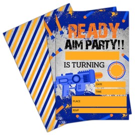 JUSITAKEET Aim Birthday Party Invitations for Boys, Teenagers Party Decorations - 20 Cards with Envelopes (005)