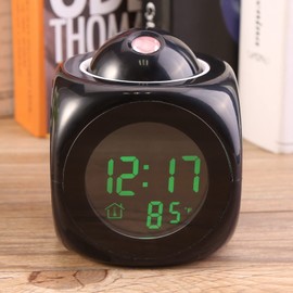 Grcfumo Projection Alarm Clock, Digital Voice Report Alarm Clock, LED Clock with Voice Talking for Bedside, Office