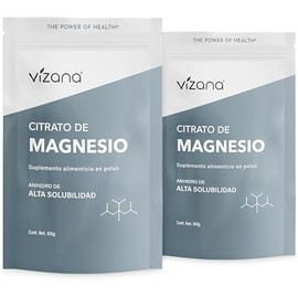 VIZANA NUTRITION  Citrato de Magnesio en Polvo (Trimagnesio Anhidro) (Pack-2 Bolsas de 100g), Origen Citrato Alemania