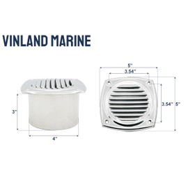 Vinland Marine Vent Cover, 304 Stainless Steel Vent, Ø3 Ø4 Thru Wall Vent, Round Boat Vent Cap, Stainless Steel Grille, Metal Wall Vent, louvered Vent, Boat Cover Vent.