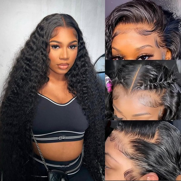 MMBRZ Deep Wave Lace Front Wigs Human Hair 150% Density