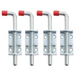 NATGAI Metal Lock Barrel Bolt Spring Loaded Locking Latch 6.5" Long w/Grip Heavy Duty for Gate Shed Door Tailgate Trailer Garage (4, Silver)